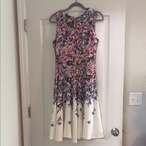 Julian Taylor Floral Midi Dress - Purple and White